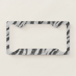 Chic Black White Zebra Animal Sparkle License Plate Frame