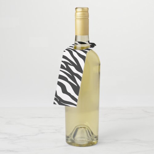 Chic black white zebra print safari birthday party bottle hanger tag