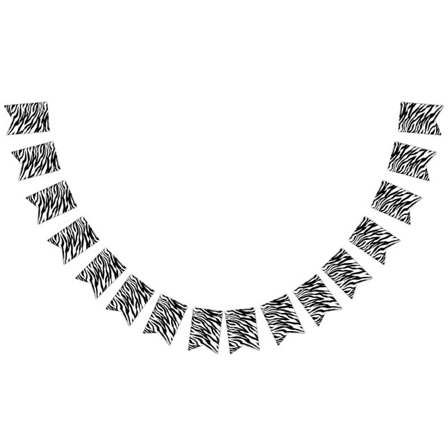 Chic black white zebra print safari birthday party bunting flags (All)