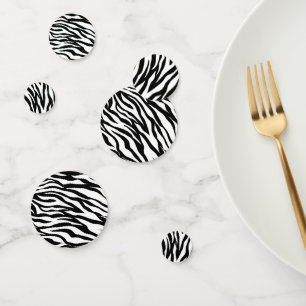 Chic black white zebra print safari birthday party confetti