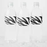 Chic black white zebra print safari birthday party wine label ...