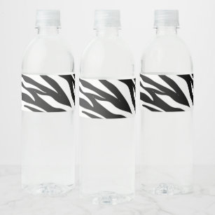 Zebra print water bottle labels template