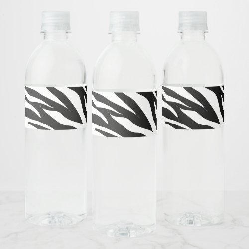Chic black white zebra print safari birthday party water bottle label
