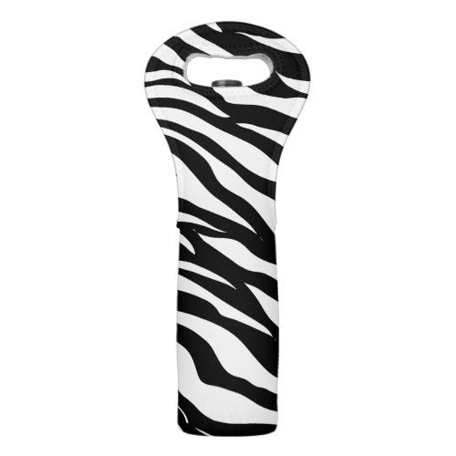 Chic black white zebra print safari birthday party wine bag