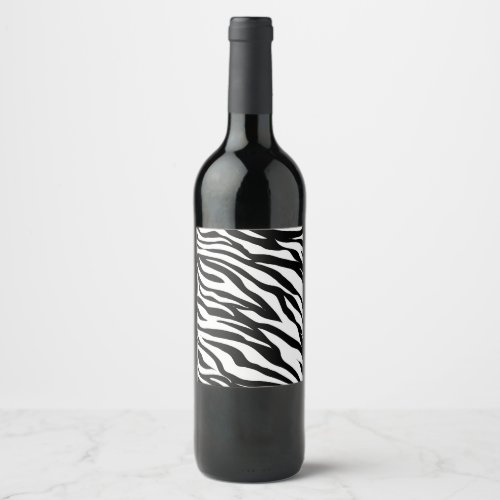 Chic black white zebra print safari birthday party wine label