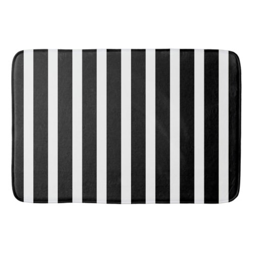 Chic Black Whites Stripes Pattern Bath Mat