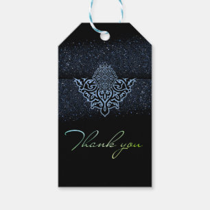 chic black with blue decoration gift tags