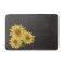 Chic Black Wood Grain and Sunflower Bath Mat