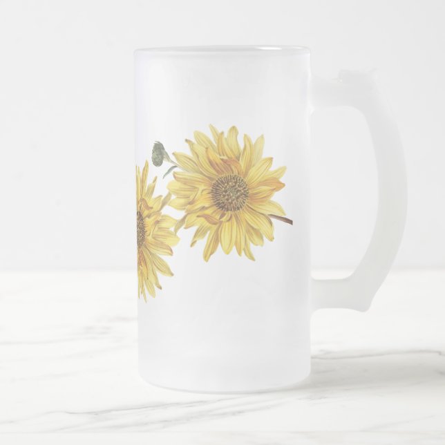 Chic Black Wood Grain and Sunflower Frosted Mug (Right)