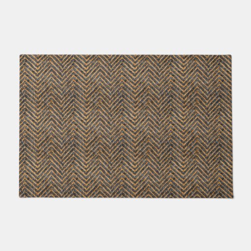 Chic black yellow chevron doormat