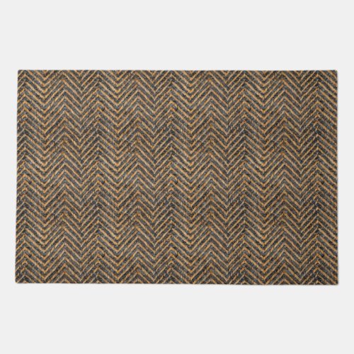 Chic black yellow chevron doormat