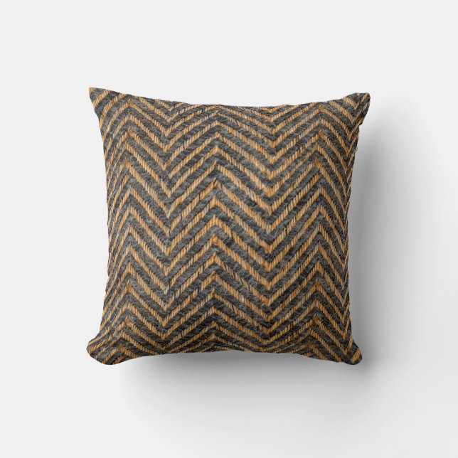 Chic black yellow chevron throw pillow (Front)