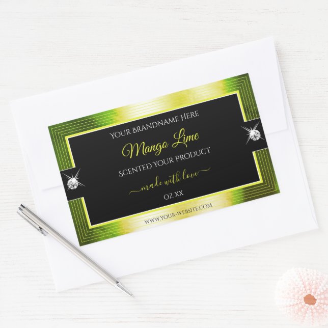 Chic Black Yellow Green Brilliants Product Label (Envelope)
