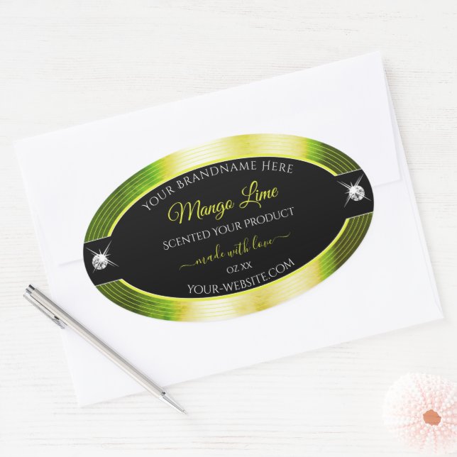Chic Black Yellow Green Brilliants Product Label (Envelope)
