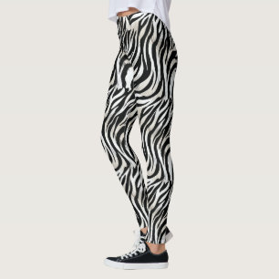 Chic Black Zebra Stripes Leggings
