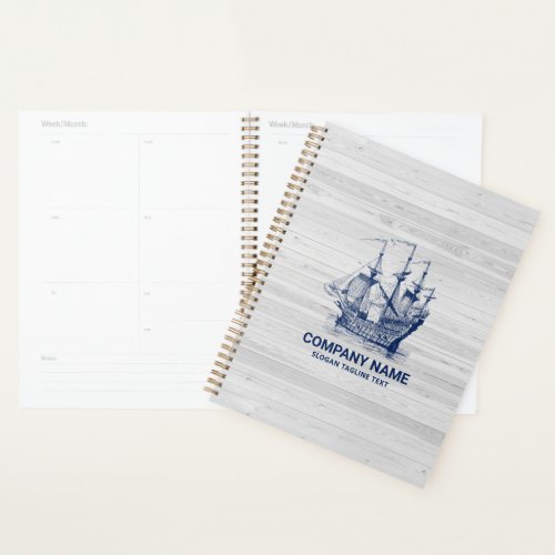 Chic Bleached Wood  Navy_Blue Wind Sailing Boat Planner