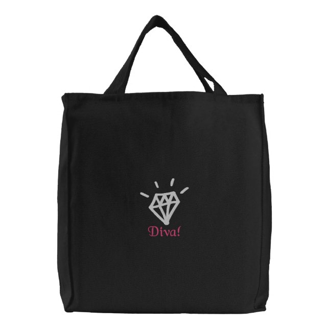 chic bling diamond diva embroidered bag (Front)