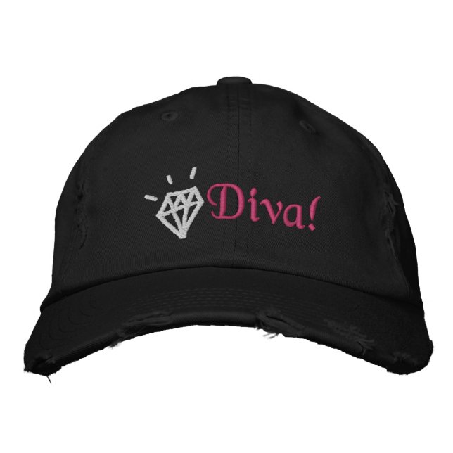 chic bling diamond diva embroidered cap (Front)