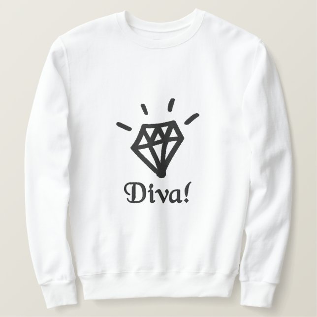 chic bling diamond diva embroidered sweatshirt (Design Front)