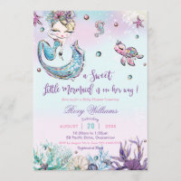 Chic Blonde Mermaid Baby Shower Under the Sea Girl Invitation