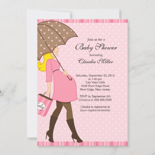 Chic Blonde Pregnant Mom Baby Shower Invites