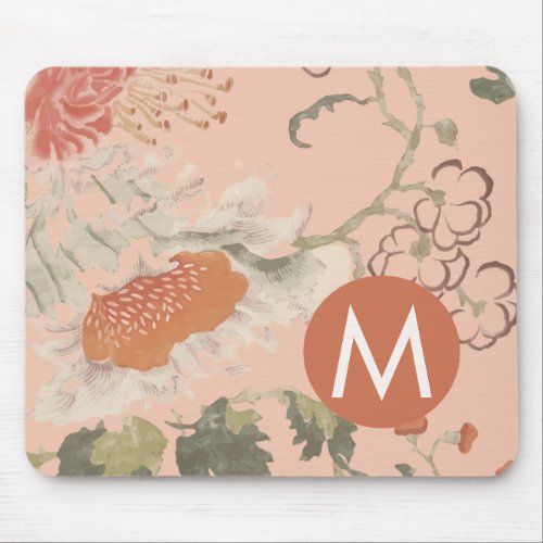 Chic Blooming Floral Monogram Mouse Pad