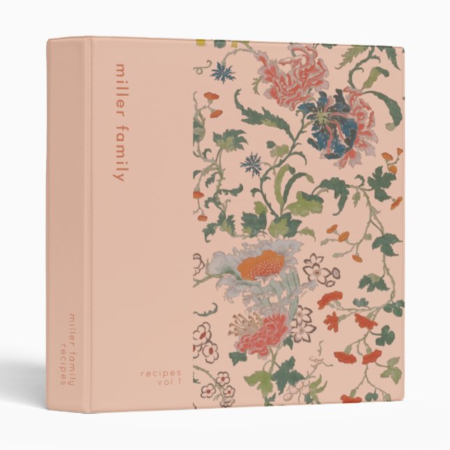 Chic Blooming Floral Pattern 3 Ring Binder (Front/Spine)