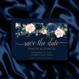 Chic Blooms Dark Navy Blue and Blush Garland Save The Date