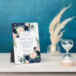 Chic Blooms | Navy and Blush Keepsake Invitation Plaque<br><div class="desc">Romantic hand-painted theme featuring a navy blue and blush pink watercolor floral bouquet embellished by botanical laurel and dark blue accents. From the "Boho Bloom" collection, this layout incorporates a rich Bohemian wildflower bouquet with radiant flower blooms and eucalyptus greenery foliage. For other colors, styles, or coordinating products, please visit...</div>