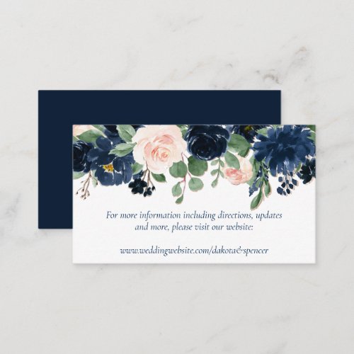 Chic Blooms  Navy Blue and Blush Garland Website Enclosure Card