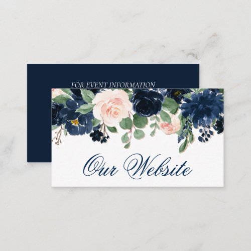 Chic Blooms  Navy Blue and Blush Garland Website Enclosure Card