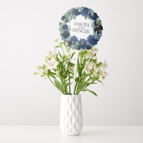 Chic Blooms  Navy Blue and Blush Pink Floral Balloon