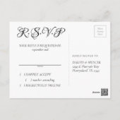 Chic Blooms | Navy Blue and Blush Pink RSVP Postcard (Back)