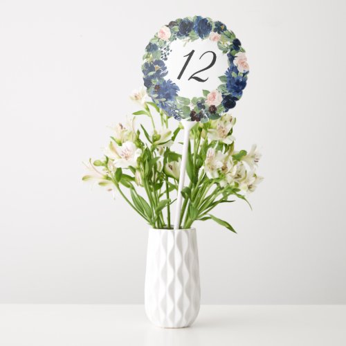 Chic Blooms  Navy Blue and Blush Table Number Balloon