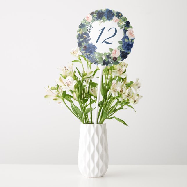 Chic Blooms | Navy Blue and Blush Table Number Balloon (Vase)