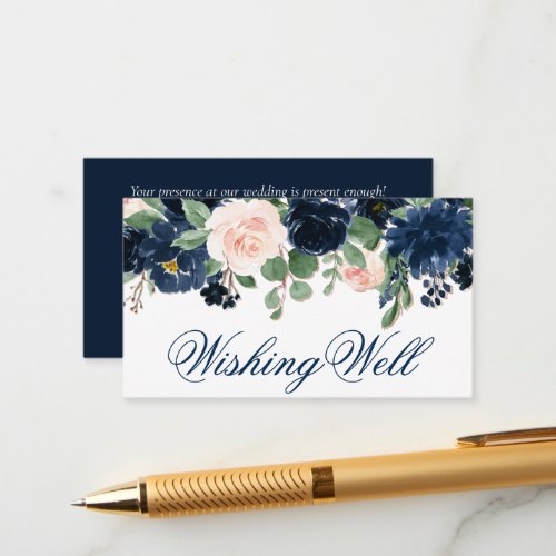 Chic Blooms  Navy Blue and Blush Wishing Well Enclosure Card