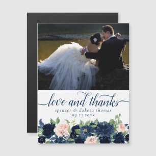 Chic Blooms   Navy Blush Photo Thank You Magnet