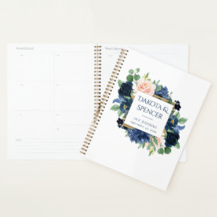 Chic Blooms   Romantic Navy and Blush Pattern Planner