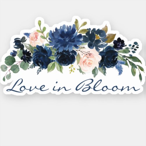 Chic Blooms  Romantic Navy Blush Love in Bloom Sticker