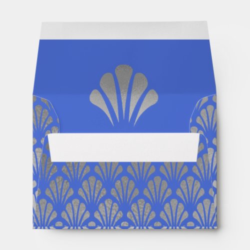 Chic Blue A6 Faux Silver Foil Art Deco Fans Envelope