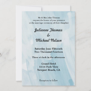 Chic Blue Abstract Wedding Invitation