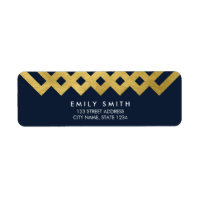 Chic Blue and Faux Gold Geometric Address Label