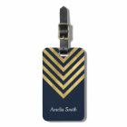 Chic Blue and Faux Gold Geometric Luggage Tag