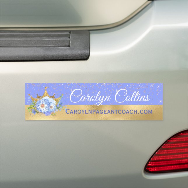 Chic Blue and Gold Floral Crown  Car Magnet (In Situ)