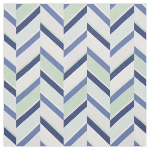 Chic blue and green geometric chevron pattern fabric