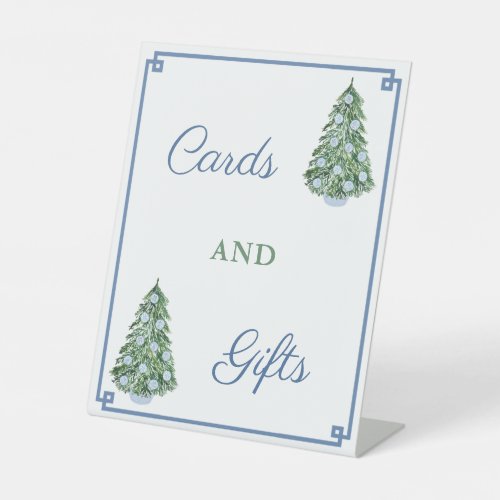 Chic Blue And Green Holidays Wedding Cards  Gifts Pedestal Sign