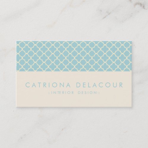 Chic Blue and Ivory Moroccan Pattern Business Card