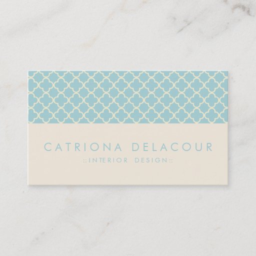 Customizable Chic Blue and Ivory Moroccan Pattern Business Card