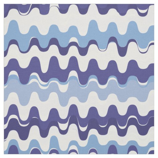 Chic blue and white abstract wave pattern fabric