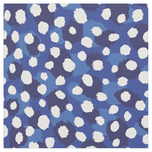 Chic blue and white cheetah print polka dots fabric
